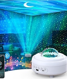 abordables -Projecteur de galaxie avec haut-parleur Bluetooth, veilleuse, projecteur d'étoiles pour chambre à coucher, 8 modes, projecteur d'aurores boréales avec éclairage d'ambiance lunaire pour enfants et