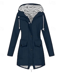 preiswerte -Damen Freizeitjacke Wasserdichte Regenjacken Regenmäntel Wasserdicht Winddicht Reißverschluss Tasche Mode Outdoor Einfach Ausgehen Wochenende Reisverschluss Regulär Mit Kapuze Normale Passform Langarm
