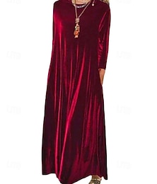 ieftine -Pentru femei Rochii Midi Rochie casual Modă Clasic Modern În aer liber Vacanță Concediu Fit regulat Simplu Manșon Lung Stil Nautic Negru Roșu Vin Albastru piscină Verde Închis Vară