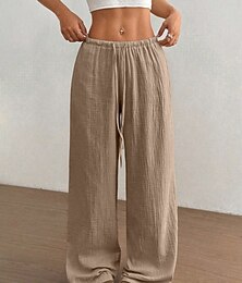 abordables -Femmes Droit Chino Longueur complète Taille moyenne Chameau Vin Abricot Noir Été