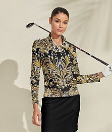 preiswerte -Damen Golf-Poloshirt Gelb Langarm Oberteil Damen-Golfkleidung, Kleidung, Outfits, Kleidung