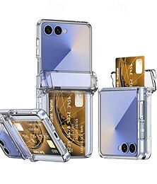 お買い得  -電話 ケース 用途 サムスンのギャラクシー Zフリップ7 Zフリップ6 バックカバー スタンド付き カード挿入口 耐衝撃 PC
