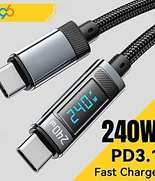 رخيصةأون -كابل USB-C إلى USB-C بقوة 240 واط، سلك شاحن سريع PD 3.1 بقوة 100 واط لأجهزة MacBook Pro وXiaomi وSamsung وEssager