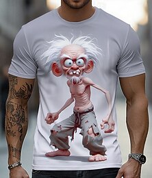 baratos -Homens 3D Personagem Camiseta Manga Curta Camiseta Impressão 3D Gola Redonda Camisa Exagerado Designer Festa Feriado Branco 1 Amarelo cáqui Verão Primavera Roupa S M L XL XXL XXXL