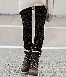 abordables -Femmes Pantalons Leggings Leggings confortables Streetwear Occasionnel Longueur complète Taille haute Fleur Taille Élastique Imprimé Respirabilité Confortable Élastique Vacances Rue Tenue quotidienne