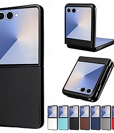 Недорогие -телефон Кейс для Назначение SSamsung Galaxy Z-флип 7 Z Flip 7 FE Z-флип 6 Z Flip 5 Кейс на заднюю панель Защита от удара Ретро ТПУ Кожа PU