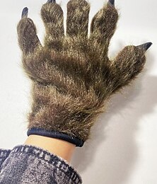 economico -guanti da uomo con artigli da lupo mannaro: guanti di Halloween in pelliccia sintetica e pelle con artigli appuntiti, perfetti per costumi di Halloween e feste