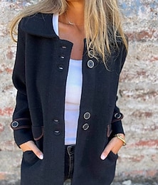 preiswerte -Damen Wintermantel Warm Bequem Tasche Mode Täglich Einfach Outdoor Lässig Täglich Einreihig Regulär Umlegekragen Normale Passform Langarm Oberbekleidung Schwarz Rote Purpur Frühling Herbst