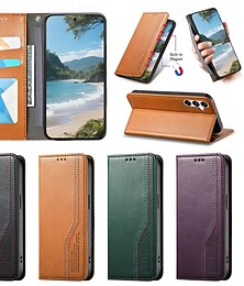 preiswerte -Handy Hülle Handyhüllen Für Samsung Galaxy S25 S25 Edge S24 Ultra Plus S24 FE A16 A55 5G A35 5G A25 A15 Brieftaschenhülle Flip-Cover Kartenfach Stoßfest Retro TPU PU-Leder