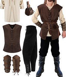 levne -Retro Středověké Renesanční Kalhoty Úbory Pásek Pirát Viking Maškarní kostým Pánské Viking předvečer Všech svatých Karneval Plesová maškaráda Výkon Plesová maškaráda LARP Dospělé Tričko Kalhoty Pásek
