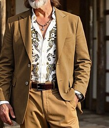 Χαμηλού Κόστους -Ανδρικά Μπουφάν Faux Suede Faux Suede Blazer Επιχείρηση Κοκτέιλ Πάρτι Γαμήλιο Πάρτι Μοντέρνα Καθημερινό Άνοιξη Φθινόπωρο Φο Σουέτ Σκέτο Τσέπη Κουμπιά Άνετο Μονόπετο Χρωματιστή ζακέτα