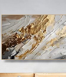 billiga -guld abstrakt målning på duk texturerad väggkonst guldfoliemålning boho väggdekor ljus målning stor modern konst vardagsrumskonst