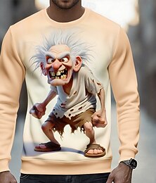 economico -Per uomo 3D Vecchio Uomo Felpa Casual Manica Lunga Girocollo Casa Regalo Abbigliamento casual alla moda Cachi Girocollo 3D Tutte le stagioni progettista