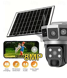 お買い得  -スマート AI アラート機能付き屋外用ソーラー カメラ、デュアル レンズ付き Wi-Fi カメラ、360 度ビューのホーム セキュリティ システム、人間検知、自動追跡、カラー ナイト ビジョン、PIR センサー付き。