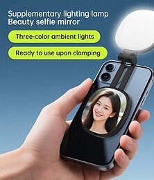 Χαμηλού Κόστους -Μαγνητικό φως selfie για κινητά τηλέφωνα, ζωντανή μετάδοση φωτογραφίας, μίνι φορητό καθρέφτη μακιγιάζ, πτυσσόμενο φως τσέπης, LED φως