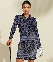 voordelige -Dames Wandelen poloshirt Donker Marineblauw Lange mouw Kleding Bovenlichaam Dames golfkleding kleding outfits draag kleding