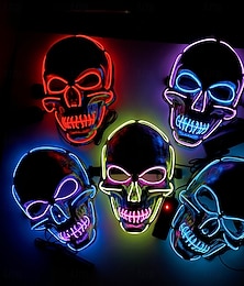 abordables -1 pièce 25 * 17 cm Halloween lumière froide ligne crâne masque lumineux fête LED crâne masque horreur et étrange accessoire décoratif boîte de batterie AA