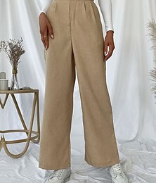economico -Per donna Gamba larga Pantaloni Eleganti Streetwear Casual Lunghezza intera Naturale Semplice Tasca Elastico in vita Confortevole All'aperto Streetwear Uscire Aalbicocca Autunno Vestibilità regolare