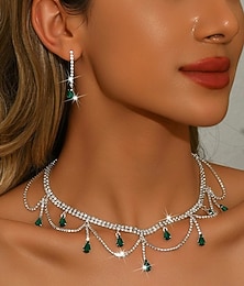 economico -Set di Gioielli 3 Pezzi Strass Lega Orecchini Collana Per donna Elegante Vintage Moda Geometrico Geometrico Parure di gioielli Per Matrimonio Feste Ospite di nozze