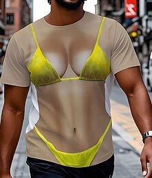 abordables -Hombre de impresión en 3D 3D Camiseta Manga Corta Camiseta Impresión 3D Cuello Barco Camisa Exagerado Design Diario Discoteca Fiesta Amarillo Verano Primavera Todas las Temporadas Ropa S M L XL XXL