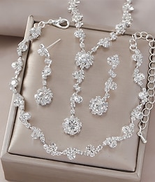 economico -Set di Gioielli 3 Nero Con diamantini Cromo 1 Bracciale Orecchini Collana Per donna Elegante Vintage Moda Stile Vintage Classico Rotondo Parure di gioielli Per Matrimonio Feste Ospite di nozze