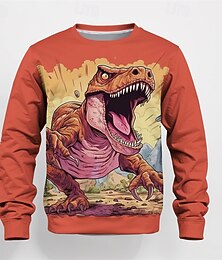 abordables -Garçons 3D Dessin animé Potiron Dinosaure T-shirt manche longue Printemps Automne Mode Basique Enfants 4-12 ans Col Rond Extérieur Occasionnel Quotidien Coupe régulière