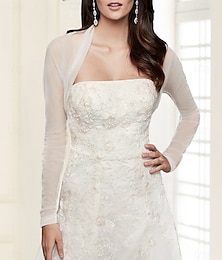 economico -Sciarpe avvolgenti da donna sciarpe da sposa pure avvolgimenti da sposa maniche lunghe tulle abiti da sposa con colore puro per matrimonio autunnale per fare colpo