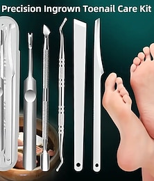 abordables -Ensemble d'outils 5 en 1 en acier inoxydable pour ongles incarnés, kit de pédicure professionnel avec lime à ongles et lève-ongles, traitement sûr des ongles de qualité chirurgicale &outils de