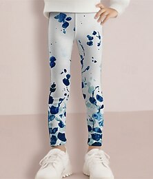 abordables -Fille 3D Fleuri Pantalons Leggings Printemps Automne Mignon Basique Enfants 4-12 ans Extérieur Occasionnel Quotidien Coupe régulière