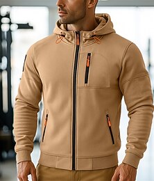 economico -Per uomo Felpa con cappuccio Felpa con cappuccio a zip intera Felpa con cappuccio in pile Felpa con cappuccio tattica Nero Bianco Borgogna Blu marino Blu Con Cappuccio Semplice Cerniera Sport