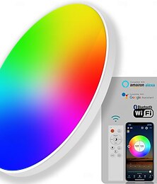economico -plafoniera a LED intelligente Wi-Fi, plafoniera RGB da soffitto a filo, 16 milioni di colori fai da te, compatibile con Alexa Google Home, plafoniere da 2700K-6500K per camera da letto e soggiorno