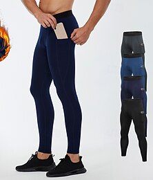 baratos -Homens Calças de Compressão Calças de compressão térmica Camada de base esportiva Com bolsos Cintura Alta Calças Roupa Esportiva Ginásio Dar certo Secagem Rápida Quente Academia Basquete Esportivo