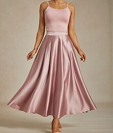 preiswerte -Damen Rock Elegant Vintage Mode Maxi Mittlere Taille Röcke Gerafft Plissiert Tasche Mikroelastisch Neujahr Party-Abendmode Rosa Frühling Seide wie Satin