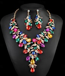 economico -Set di Gioielli 2 Cromo Orecchini Collana Per donna Elegante Vintage Moda Stile Vintage Classico Parure di gioielli Per Matrimonio Feste Ospite di nozze