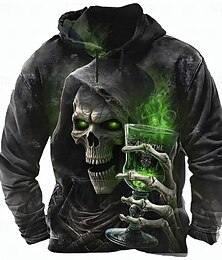 abordables -Halloween Hombre La muerte segador Ajenjo Sudadera Punk Exagerado Manga Larga Cuello Barco Discoteca Ropa de calle Rojo Morado Correa Otoño Invierno Diseñador