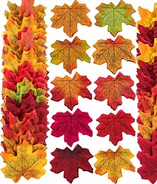 abordables -200 hojas de arce artificiales de otoño de 8 cm/3 pulgadas, 13 colores, decoración de arce otoñal falso para decoraciones de Acción de Gracias, bodas, fiestas y festivales.