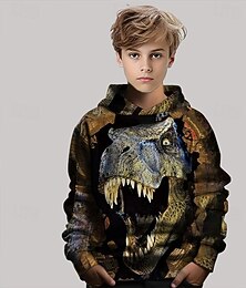abordables -Garçons 3D Dinosaure Sweat à Capuche manche longue Printemps Automne Mode Streetwear Enfants 4-12 ans À capuche Extérieur Occasionnel Quotidien Coupe régulière