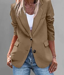economico -Per donna Blazer Confortevole Tasca Bottoni Moda Semplice Streetwear Ferie Monopetto Regolare Collo ripiegato Vestibilità regolare Manica Lunga Capispalla Nero Vino Blu marino Autunno