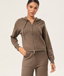 economico -Per donna Tinta unica Manica a Vescovo Marrone Elegante