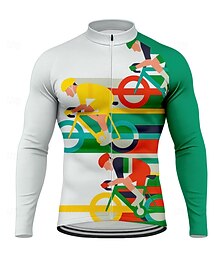 levne -Pánské Topy Cyklodres Grafika Geometrický Kolo Dlouhý rukáv Kolo Dres Vrchní část oděvu se 3 zadními kapsami Slunce Ochrana proti slunci Proti sluci Rychleschnoucí Sportovní Trávová zelená Oblečení