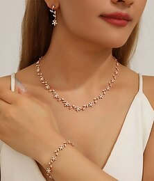 billige -Smykke Sett 3 Rhinstein Chrome 1 Armbånd Øredobber Halskjeder Dame Elegant Årgang Mote Gammeldags stil Klassisk Smykkesett Til Bryllup Fest Bryllupsgjest