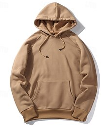 economico -Per uomo Felpa con cappuccio Felpa con cappuccio in pile Aalbicocca Nero Bianco Giallo Verde militare Con Cappuccio Semplice Coulisse Tasca Sport & Outdoor Quotidiano Ferie Poliestere Streetwear