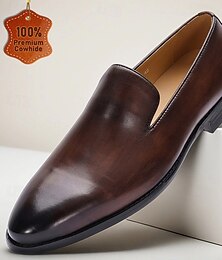 preiswerte -Herren-Slipper aus braunem Leder – bequeme Business-Casual-Schuhe für Büro, Party und Alltag