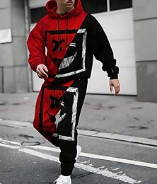 economico -Per uomo Faccia Sorridente 2 pezzi Set di felpe 3D Tuta Felpa con Cappuccio Manica Lunga Pantaloni lunghi Con Cappuccio Streetwear Casual Quotidiano Athleisure Stampa 3D Primavera Autunno Inverno