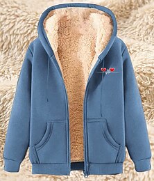 economico -Per uomo Felpa con cappuccio a zip intera Felpa con cappuccio e zip Giacca in Pile Felpa con cappuccio in pile Aalbicocca Nero Vino Rosso Blu Con Cappuccio Cuore Semplice Stampe Grafiche Cerniera