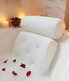 economico -cuscino da bagno antiscivolo per il collo &supporto per la schiena – cuscino massaggiante in schiuma di poliestere 100% di qualità spa con ventose, accessorio rilassante per il bagno bianco
