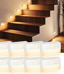 economico -Luce notturna a LED con sensore di movimento, a batteria, per armadio, senza fili, da attaccare ovunque, lampada da corridoio, lampade portatili per scale, per camera da letto, sottopensile, cucina, 8