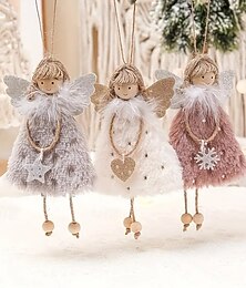 economico -3 pezzi di ornamenti natalizi fatti a mano a forma di angeli, graziosi ornamenti per l'albero, morbidi ciondoli a forma di angelo da appendere, accenti festivi perfetti per abbellimenti stagionali