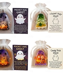 levne -Halloween kapesní objetí duch s povzbudivou kartičkou roztomilý mini přívěsek inspirativní dárek pro přátele ručně vyřezávaná drahokamová socha ducha pro dekoraci domácího stolu
