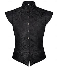 abordables -Rococo Victorienne Renaissance Veste Prince Noble Jacquard Déguisement Homme Halloween Carnaval Performance LARP Foire de la Renaissance Adulte Gilet